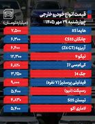 قیمت خودرو امروز 29 مهرماه 1405