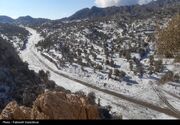 بارش برف کردستان را فرا گرفت/ فردا یخبندان می‌شود+فیلم