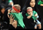 شیرخوارگان حسینی در آغوش مادران؛ سوگ کربلا و پرچم ایران در یک قاب