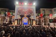 شکوه نخل‌گردانی در حسینیه حرم با هیئت متحده ابوالفضلی آسیابان قهستان
